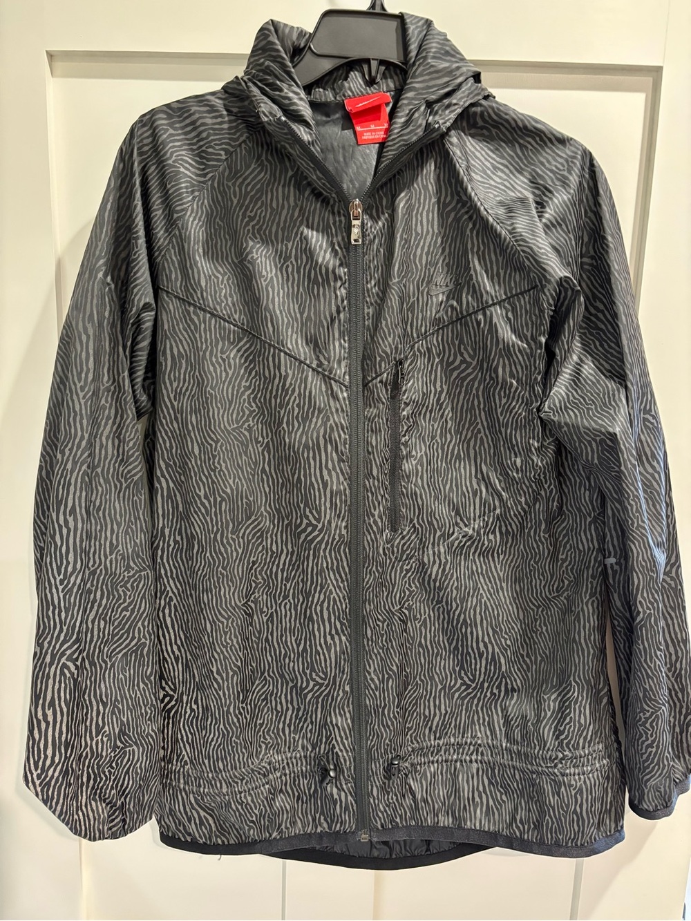 Black Zebra-Print Hooded Jacket